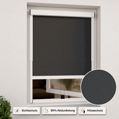 Tenda a rullo esterna per finestre | Schermo privacy bianco | Larghezza regolabile | Installazione senza fori